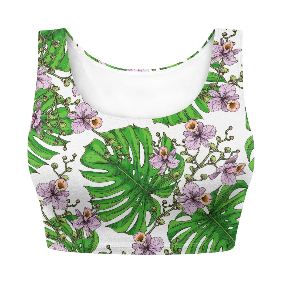 Hawaiian Monstera Design Women's T-shirt Crop Tops Custom Fashion Summer Short Sleeveless Tank Top Streetwear Lady Vest Clothes