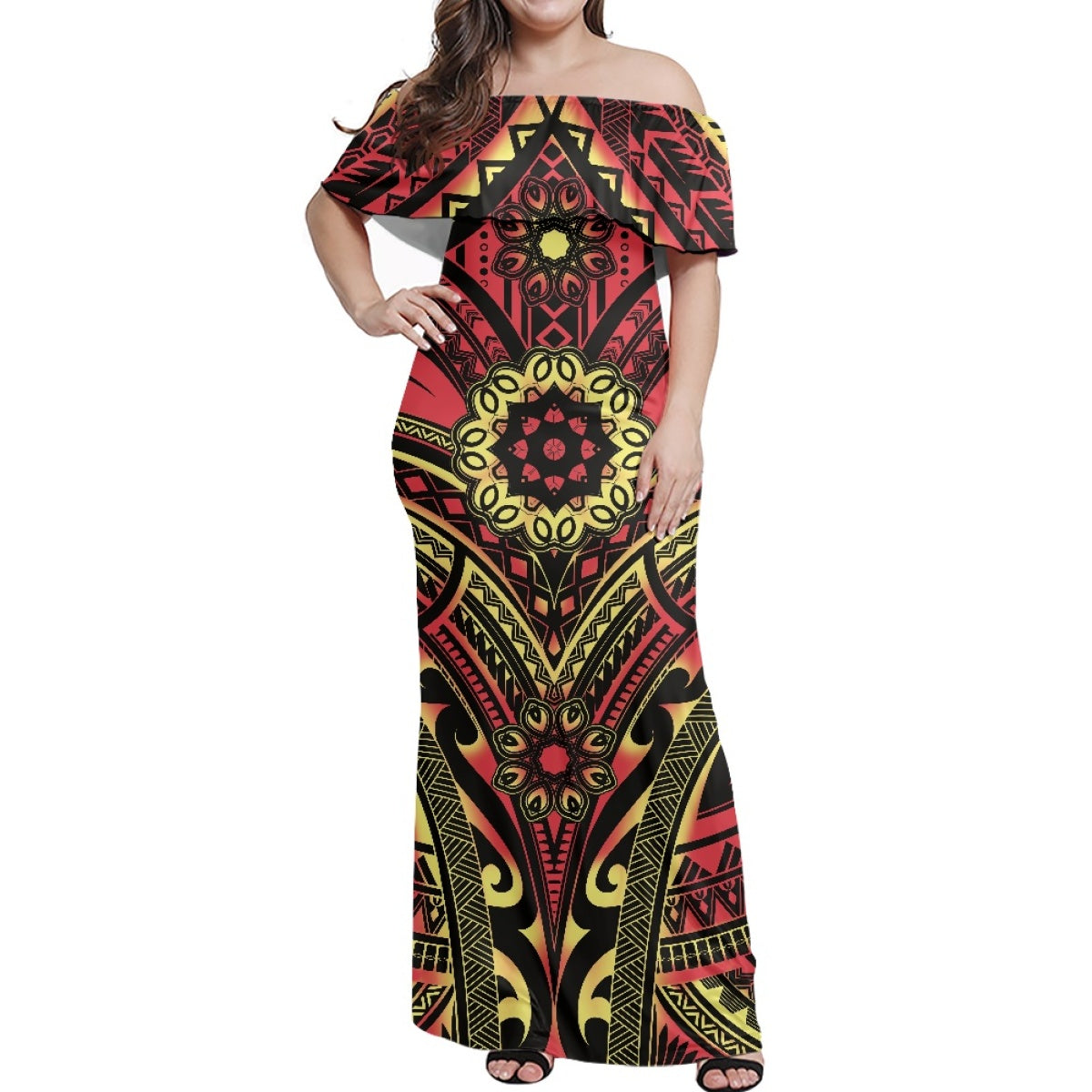 Island Polynesian Tribal Casual Dresses Lady Elegant Plus Size Women's Dresses Summer Plumeria Party Dresses Women Elegance