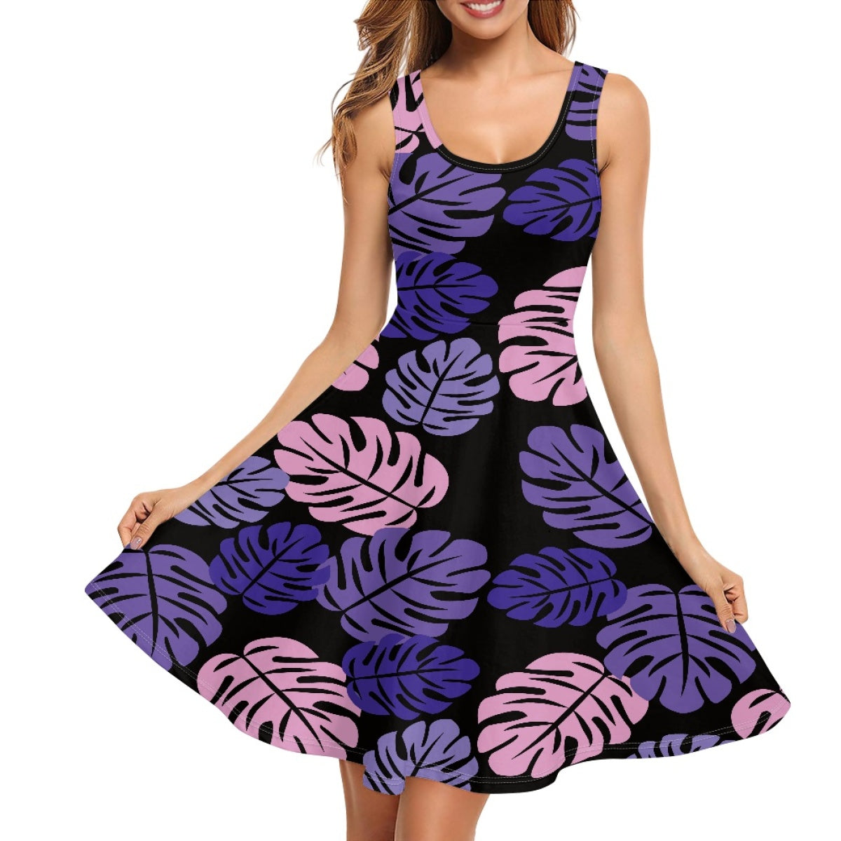 Island Summer Custom Clothes Sleeveless Dress Hibiscus Flower Polynesian Blue Lady Elegant A-line Casual Dresses with Pockets