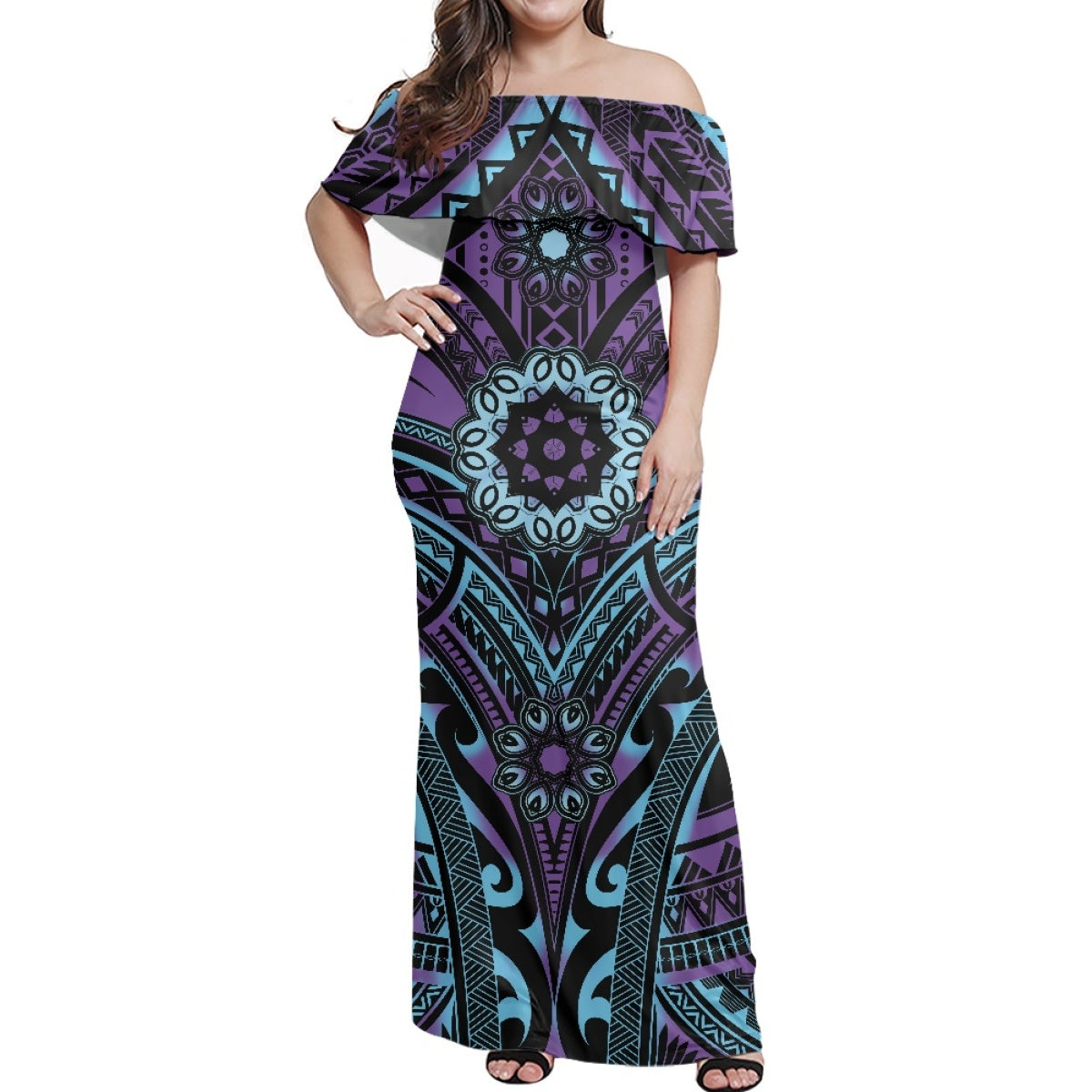 Island Polynesian Tribal Casual Dresses Lady Elegant Plus Size Women's Dresses Summer Plumeria Party Dresses Women Elegance