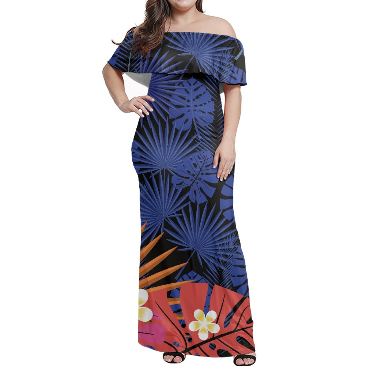 Island Polynesian Tribal Casual Dresses Lady Elegant Plus Size Women's Dresses Summer Plumeria Party Dresses Women Elegance