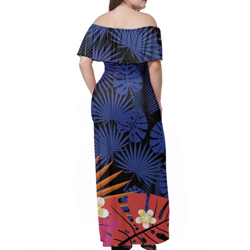 Island Polynesian Tribal Casual Dresses Lady Elegant Plus Size Women's Dresses Summer Plumeria Party Dresses Women Elegance