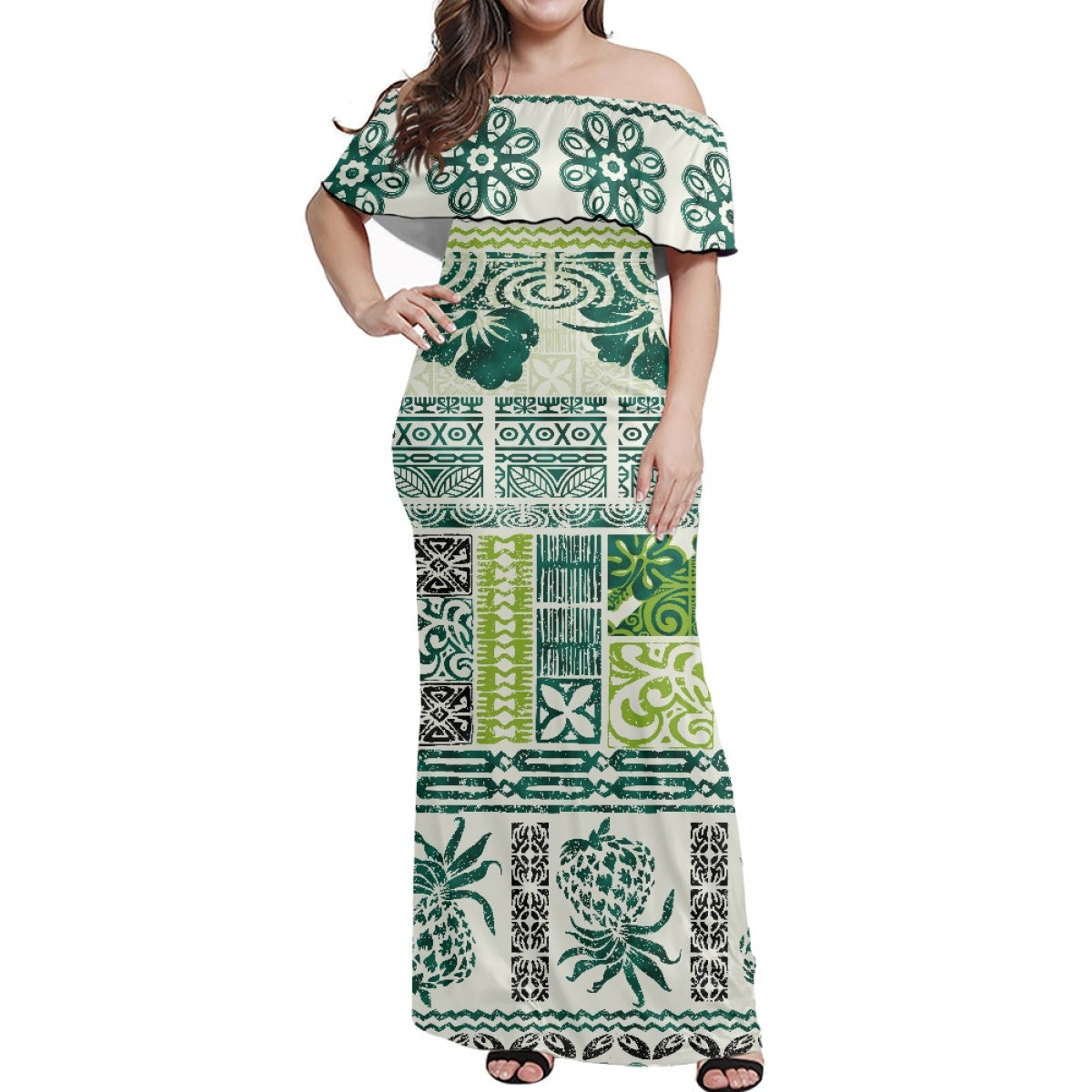 Island Polynesian Tribal Casual Dresses Lady Elegant Plus Size Women's Dresses Summer Plumeria Party Dresses Women Elegance