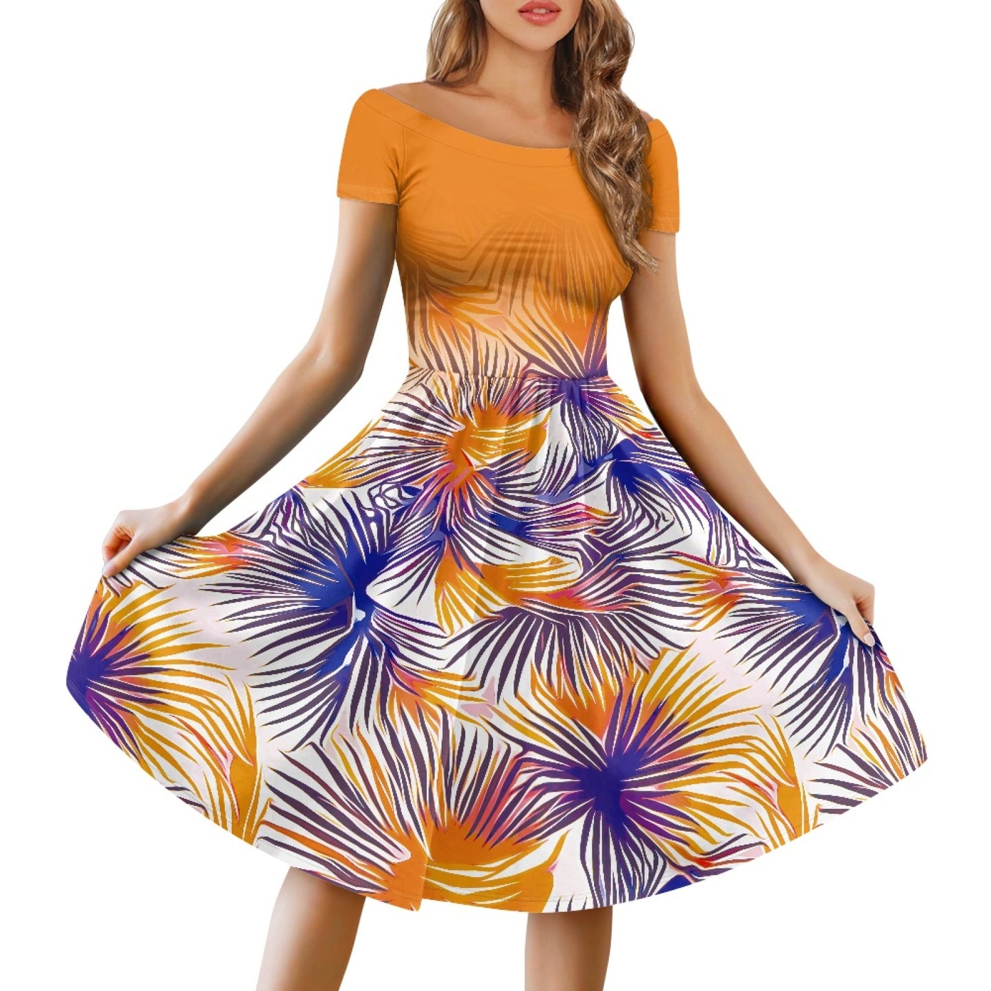 2023 Hot Sales Polynesian dresses Design Custom Island Fashion One-Shoulder Short-Sleeved Dress
