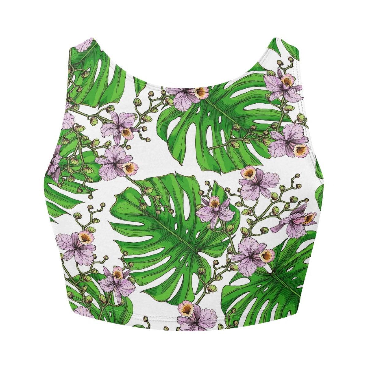 Hawaiian Monstera Design Women's T-shirt Crop Tops Custom Fashion Summer Short Sleeveless Tank Top Streetwear Lady Vest Clothes