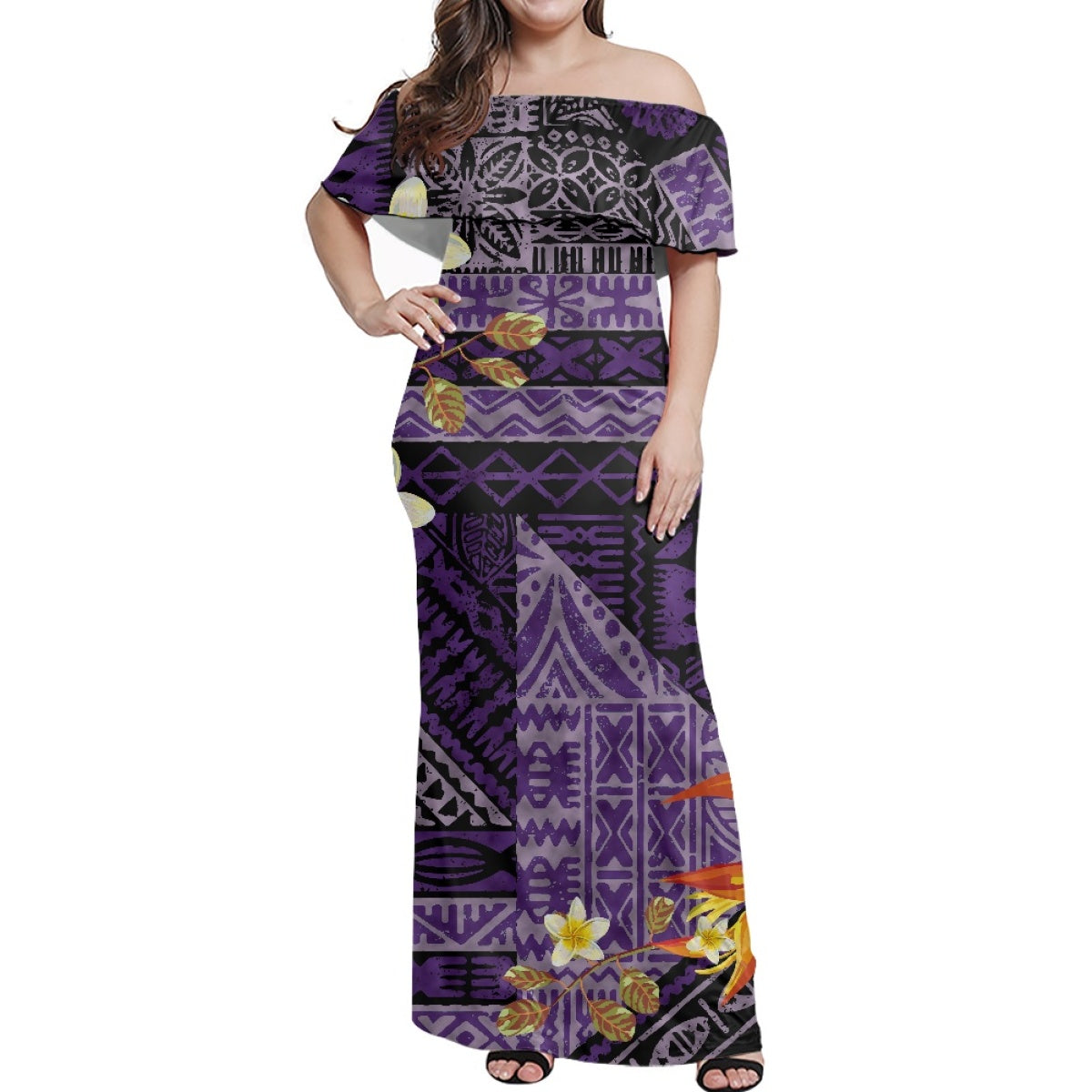 Island Polynesian Tribal Casual Dresses Lady Elegant Plus Size Women's Dresses Summer Plumeria Party Dresses Women Elegance
