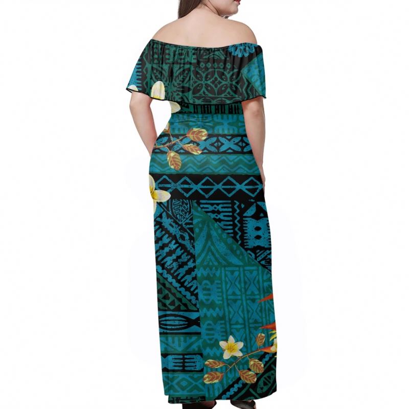 Island Polynesian Tribal Casual Dresses Lady Elegant Plus Size Women's Dresses Summer Plumeria Party Dresses Women Elegance